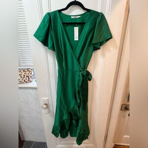 Green wrap dress